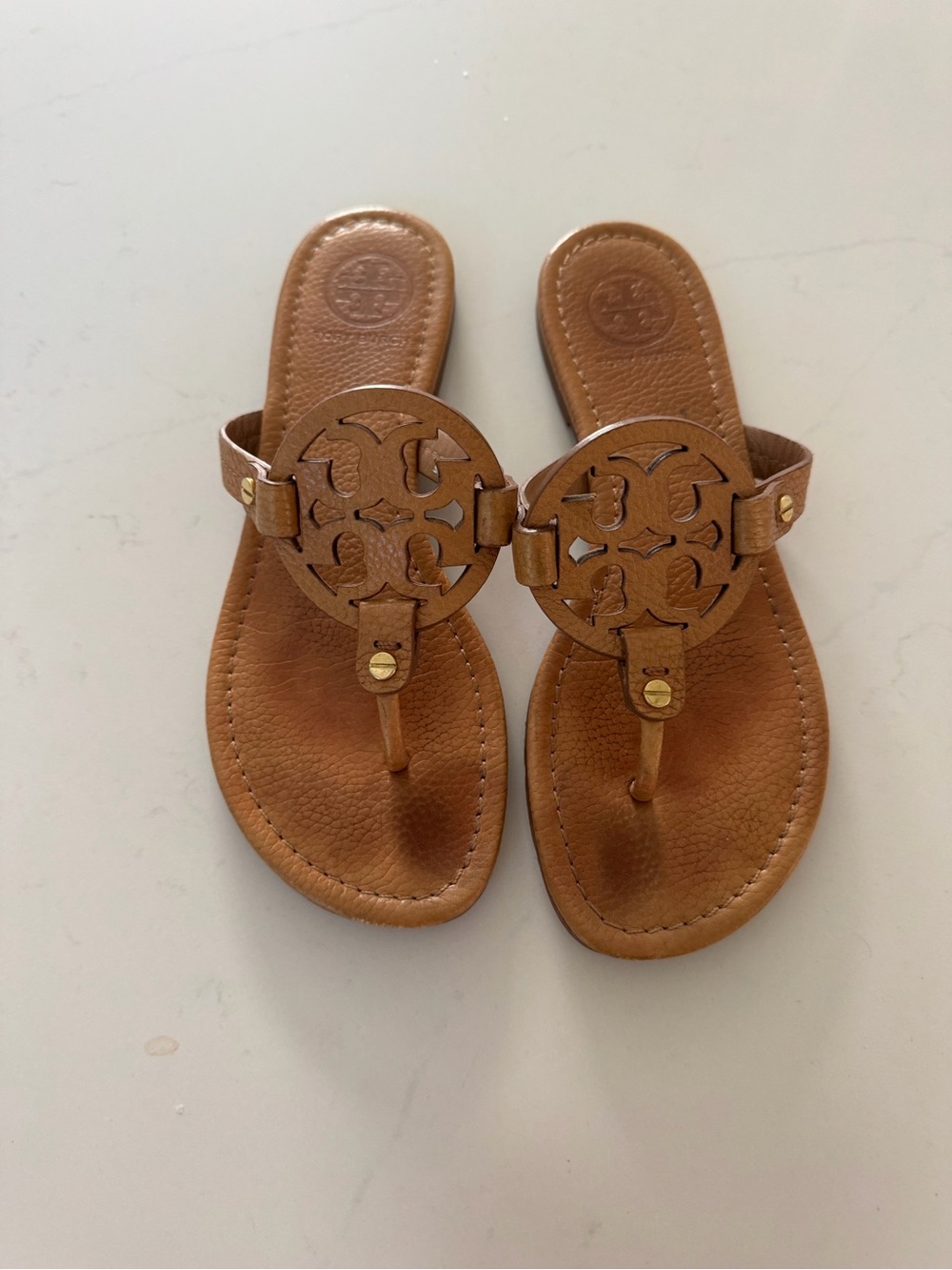 Tory Burch Tan Leather Miller Sandals